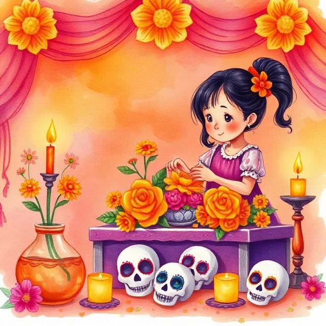 Día de los Muertos celebration illustration