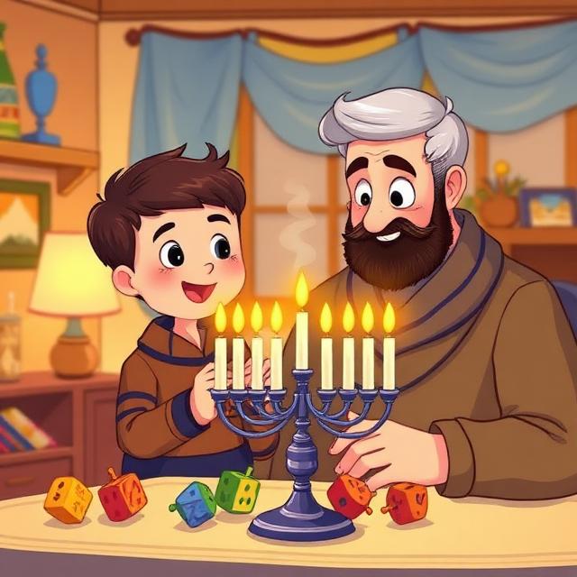 Hanukkah celebration illustration